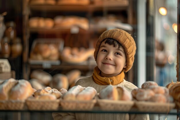 Young Boy at Baked Goods Display