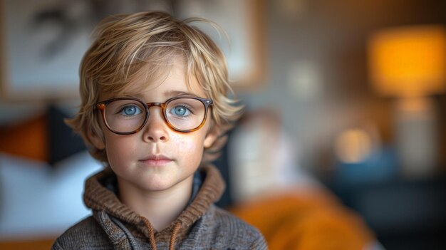 眼鏡とフードを着た若い男の子