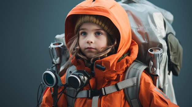 Young Boy Holding Camera in Front of Spider Legs