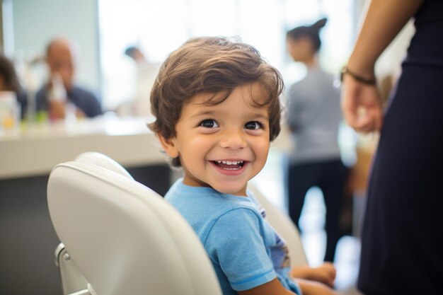 young boy kid visiting the dentist bokeh style background