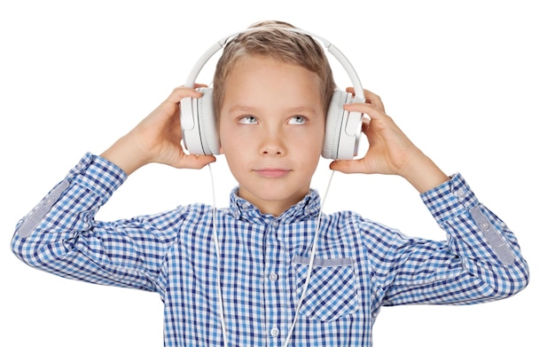 Young boy listening to music