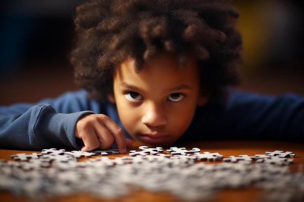 A young boy plays with his hands on a pile of pills.