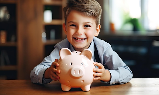 Photo a young boy saving for the future