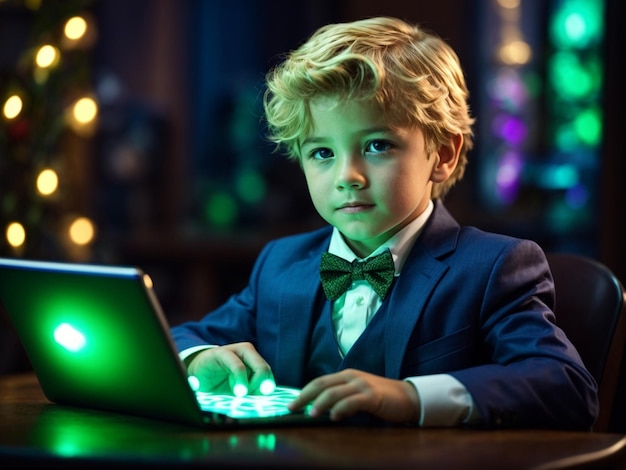 young boy sitting on a couch using a tablet