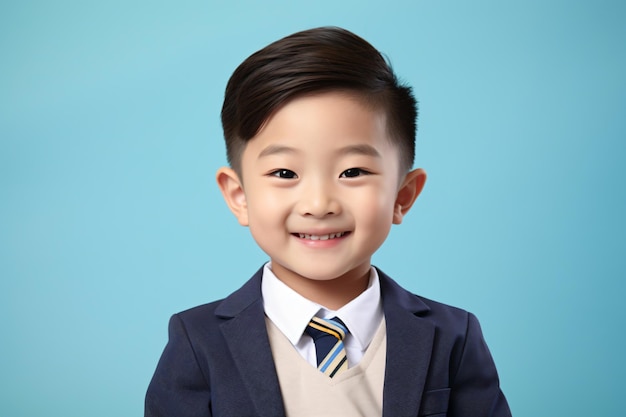 Photo a young boy in a suit and tie smiling