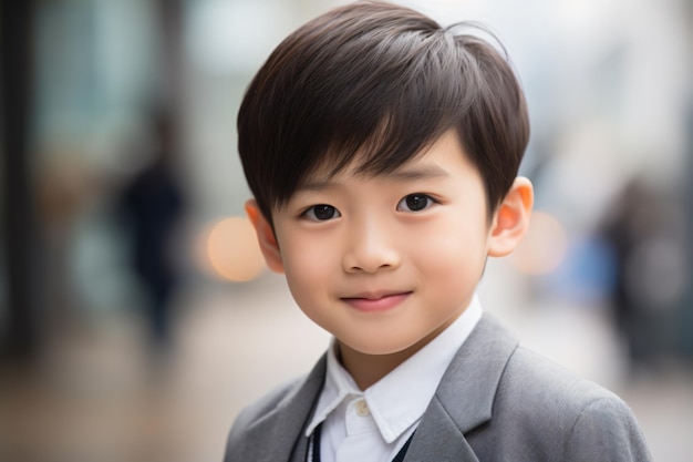 a young boy in a suit and tie