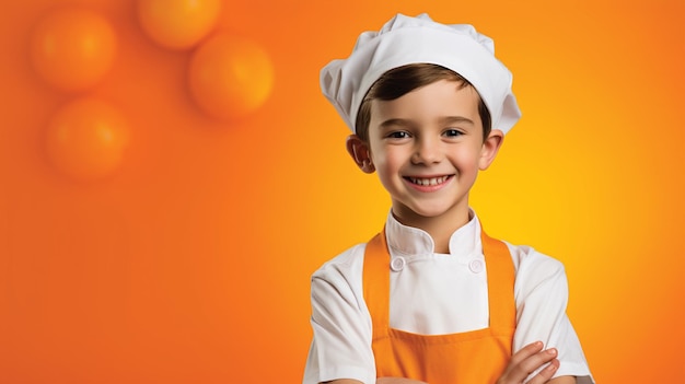 young boy wearing chef uniform