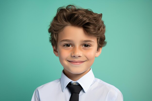Photo a young boy wearing a tie and a shirt