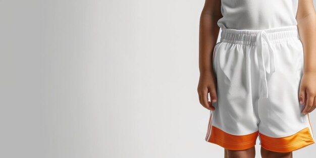 Foto ragazzo che indossa un'uniforme da basket bianca e arancione.