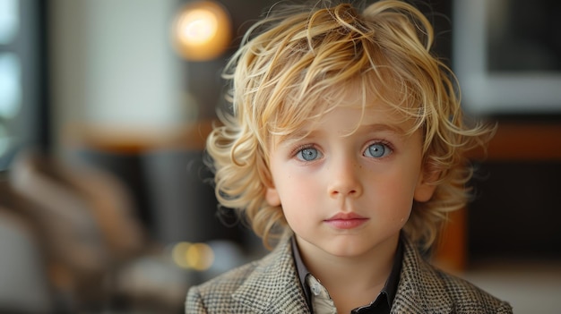 Young Boy With Blonde Hair and Blue Eyes