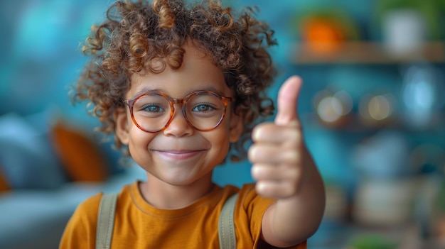 Young Boy With Glasses Thumbs Up