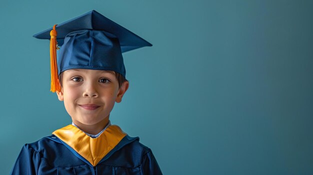 Young boy with a graduation costume