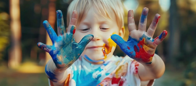 Young Boy With PaintCovered Hands