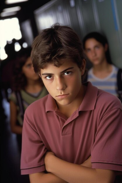 Photo a young boy with a red shirt that says  he is a young