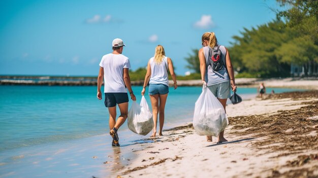 Young Boys and Girls Recycling Cleaning Beach helpt de lokale gemeenschap met duurzaam reizen