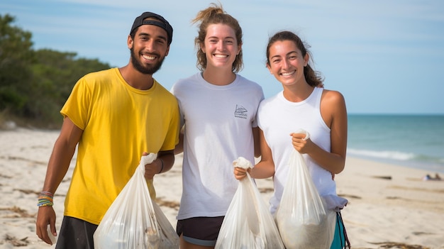 Young Boys and Girls Recycling Cleaning Beach helpt de lokale gemeenschap met duurzaam reizen