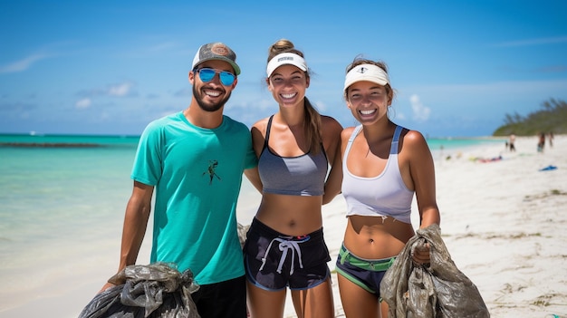 Young Boys and Girls Recycling Cleaning Beach helpt de lokale gemeenschap met duurzaam reizen