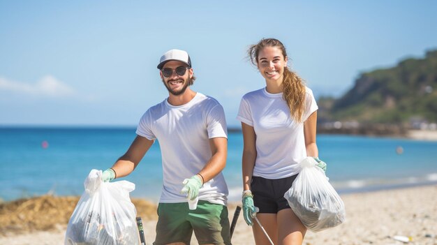 Young Boys and Girls Recycling Cleaning Beach helpt de lokale gemeenschap met duurzaam reizen