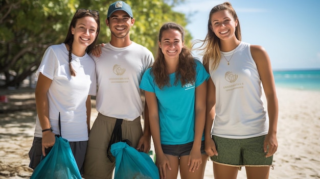 Молодые мальчики и девочки перерабатывают, очищают пляжи, помогают местному сообществу в устойчивом путешествии
