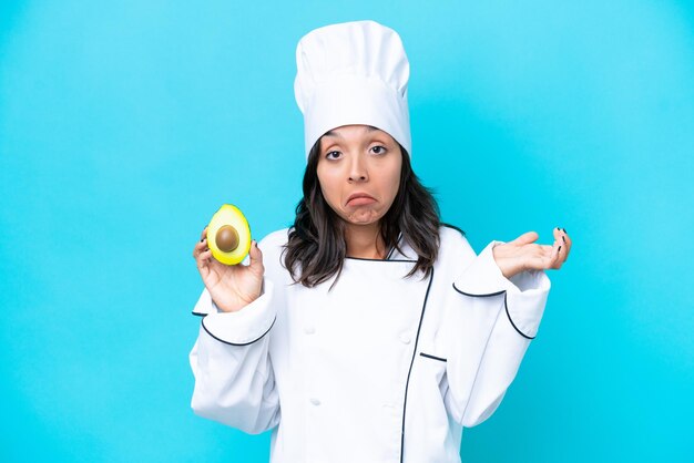 Young brunette hispanic woman on isolated background