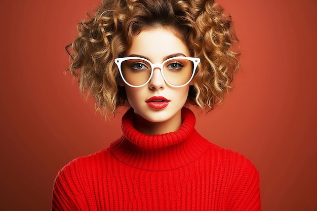 young brunette student girl wearing eyeglasses holding paper folders