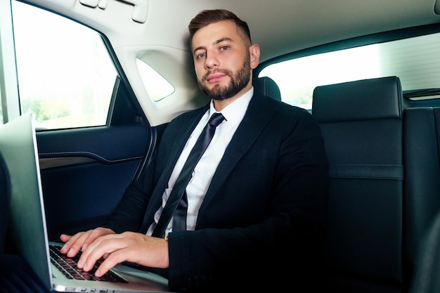 Young business man test drive new car