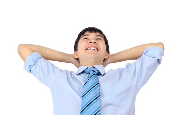 The young business man on a white background