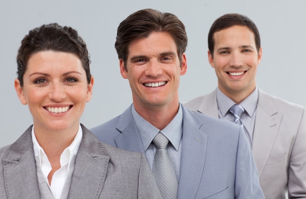 Young Business partners standing in a line 