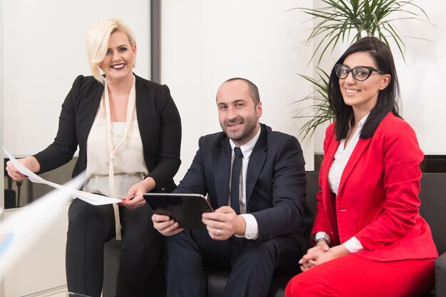 Young Business People Group Have Meeting and Working in Modern Bright Office Indoor