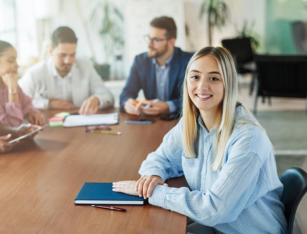 young business people meeting office portrait woman businesswoman teamwork