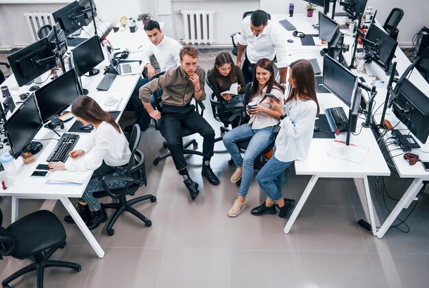 Young business people working together in the modern office.