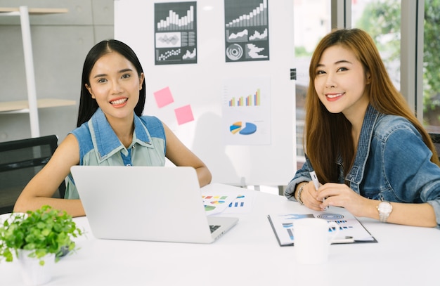 Young business team working with new startup project in office