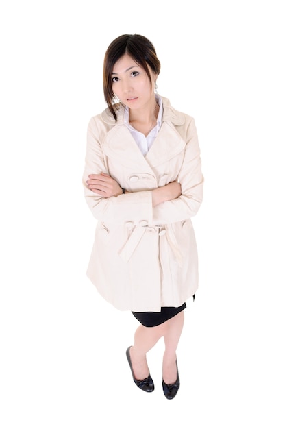 Young business woman dress heavy coat