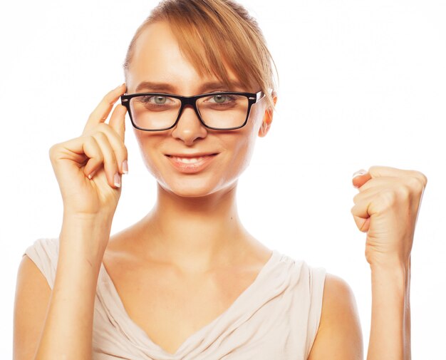 Young business woman in glasses