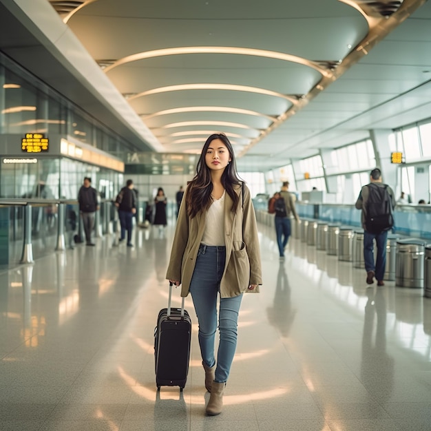 국제 공항 에 있는 젊은 사업가