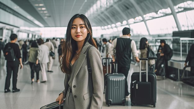 국제 공항 에 있는 젊은 사업가