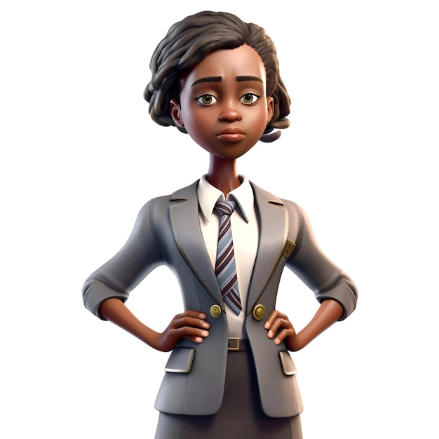 Young Business woman with arms akimbo 3d render