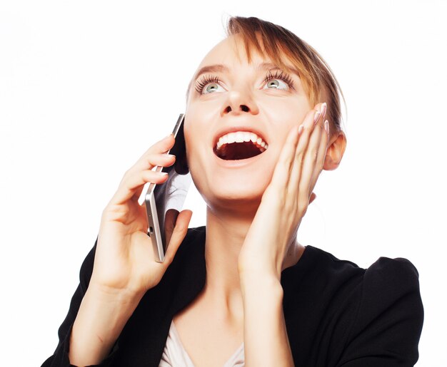 Young business woman with mobile phone