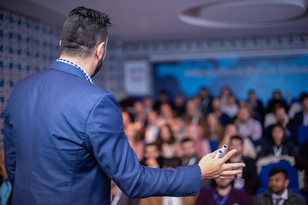 young businessman at business conference room with public giving presentations Audience at the conference hall Entrepreneurship club