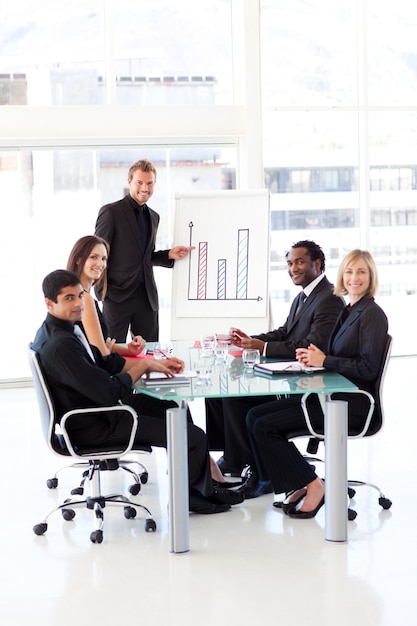 Young businessman giving a presentation