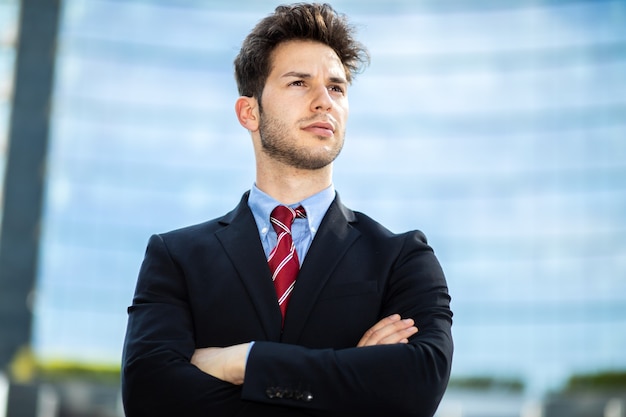 Young businessman outdoor in a modern setting