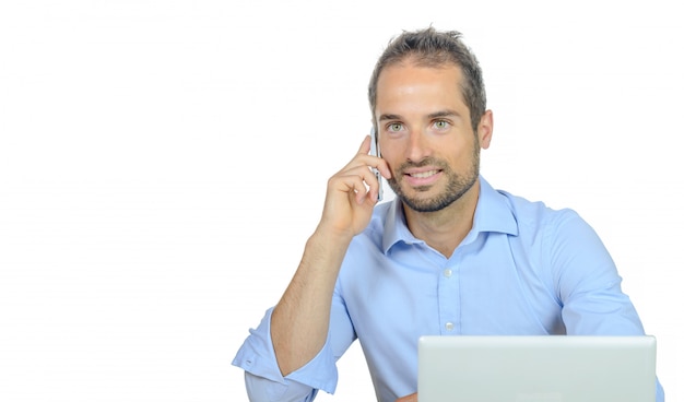 A young businessman on phone