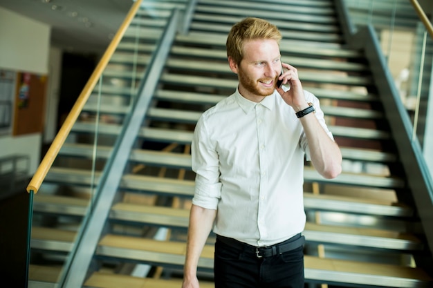 Young businessman on the stairs