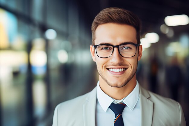 A young businessman in a suit