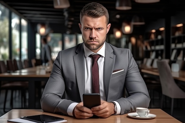 A young businessman in a suit