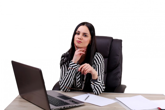 The young businessman using laptop