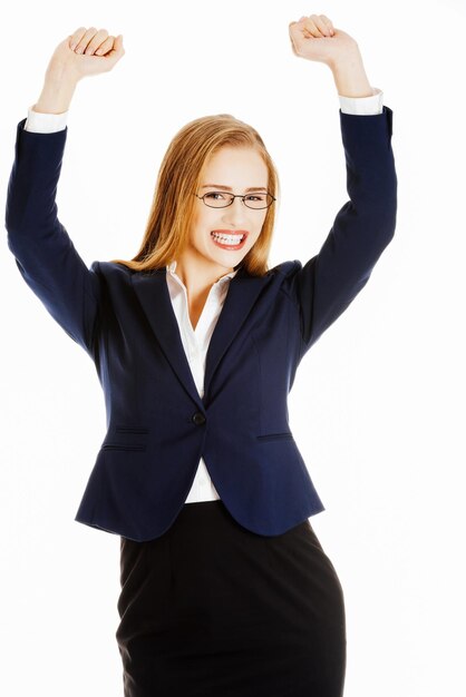 Photo young businesswoman against white background