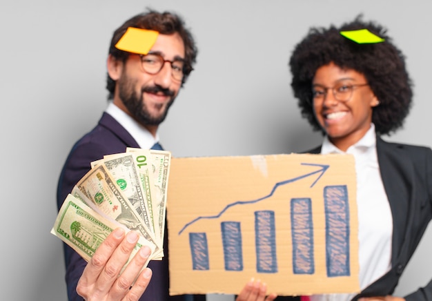 Photo young businesswoman and businessman