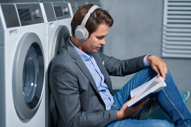 young businesswoman in laundry room