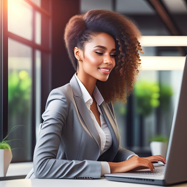 Young Businesswoman Using Computer in Modern Office Stylish Beautiful Manager Working on Financial